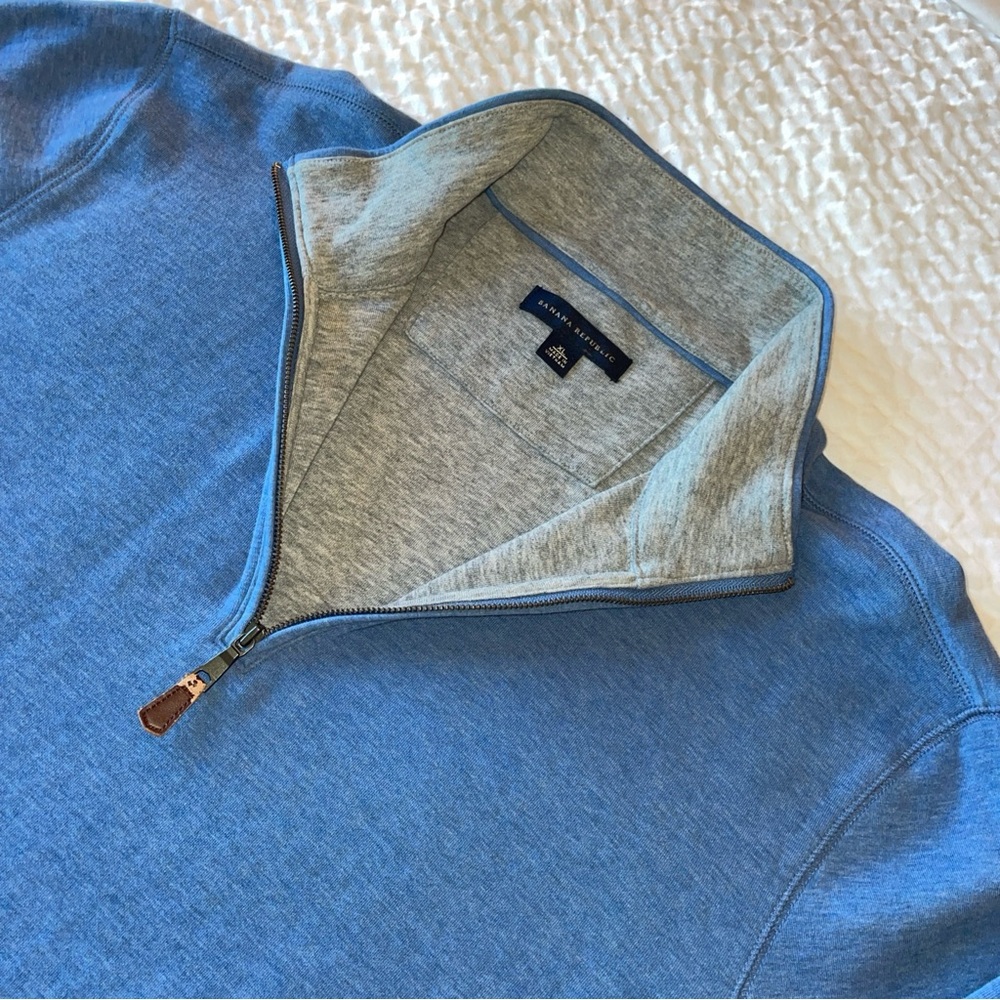 Banana Republic 1/4 Zip Blue Long Sleeve Pullover Sweater XL